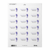 海馬と海藻のネイビーブルー結婚ピンク ラベル (フルシート)