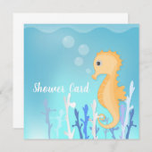 海馬と海藻の赤ちゃんシャワーカード (正面/裏面)