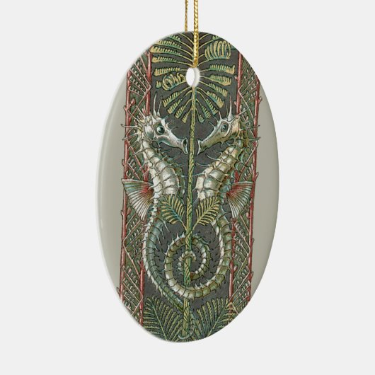 海馬と海藻、ヴィンテージアールヌーボー セラミックオーナメント (右)