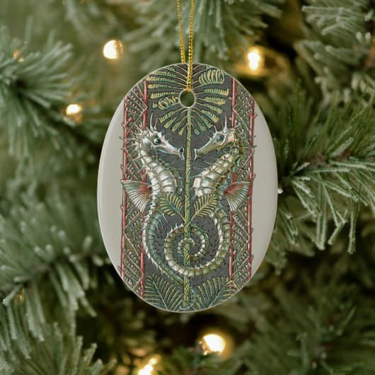 海馬と海藻、ヴィンテージアールヌーボー セラミックオーナメント (ツリー)