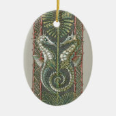 海馬と海藻、ヴィンテージアールヌーボー セラミックオーナメント (正面)