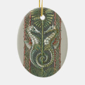 海馬と海藻、ヴィンテージアールヌーボー セラミックオーナメント (裏面)