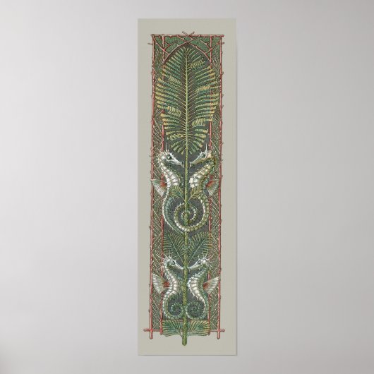 海馬と海藻、ヴィンテージアールヌーボー ポスター (正面)
