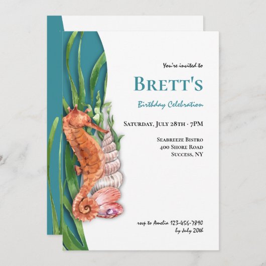 海馬と船貝 招待状 (正面/裏面)