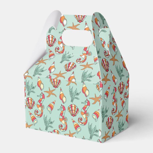 海馬と貝殻の模様 フェイバーボックス (正面サイド)