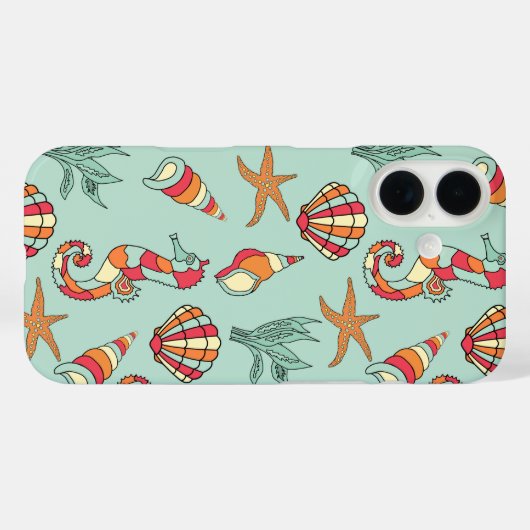 海馬と貝殻の模様 Case-Mate iPhoneケース (裏面 (横))