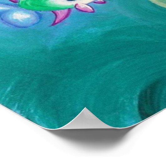 海馬と魚を持つ人魚 ポスター (角)