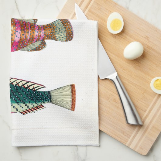 海馬と魚 キッチンタオル (四つ折り)