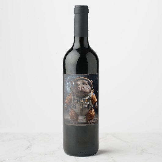 海馬の宇宙服ラベル ワインラベル (正面)