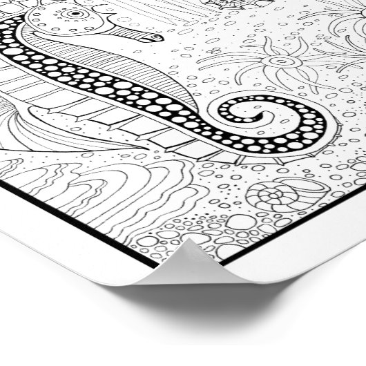 海馬の水中シーンのカラーリングページアート ポスター (角)