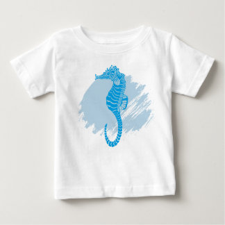 海馬の海洋ライフブ絵を描ラシ ベビーTシャツ