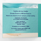 海馬の砂のビーチ海波の水色 三つ折り招待状 (内部最初)