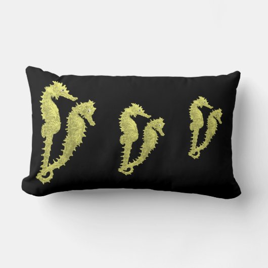海馬の踊り（黄色） ランバークッション (正面)