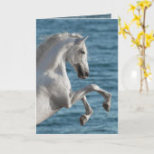 海馬の飼育 – 馬グリーティングカード カード (黄色い花)