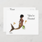 海馬はがき付きかわいい人魚 ポストカード (正面/裏面)