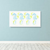 海馬は青とライムグリーンと海藻 キャンバスプリント (インサイチュ (ウッドフロア))