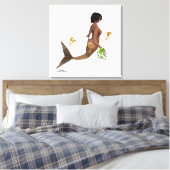 海馬を伸ばした可愛い人魚のキャンバス印刷 キャンバスプリント (インサイチュ (寝室))