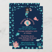 海馬を持つ人魚の人魚| 4番目の誕生日パーティー 招待状 (正面/裏面)