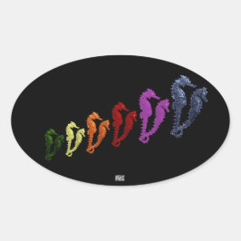 海馬アートのポップ・アートのダンス1 楕円形シール