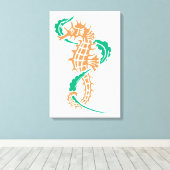 海馬オレンジ、エメラルグリーン及び海藻 キャンバスプリント (インサイチュ (ウッドフロア))