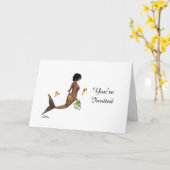 海馬グリーティングカード付き可愛い人魚 カード (黄色い花)