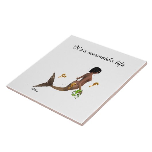 海馬セラミックタイル付きかわいい人魚 タイル (側面)