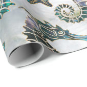 海馬ヒトデアワビ模様 ラッピングペーパー (ロールコーナー)