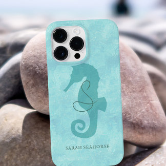 海馬モノグラムアクアブルークール熱帯魚 iPhone 15 PRO MAXケース