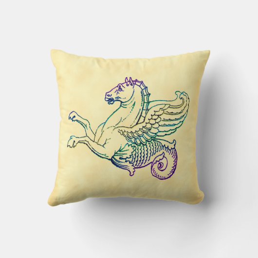 海馬ヴィンテージ芸術枕 クッション (裏面)