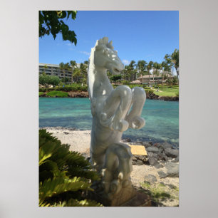 海馬(タツノオトシゴ)の彫像、Waikoloa、ハワイ ポスター