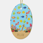 海魚と海のいかりキッズネームクリスマス セラミックオーナメント (左)