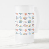 海魚の柄航海のの下で フロストグラスビールジョッキ (正面右)