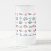 海魚の柄航海のの下で フロストグラスビールジョッキ (中央)