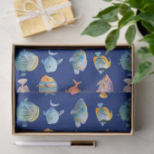 海魚の柄航海のの下で 薄葉紙 (ギフト)