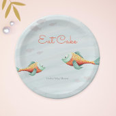 海魚の赤ちゃんシャワーの下で ペーパープレート