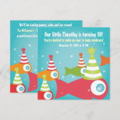 海魚誕生会の招待で 招待状 (正面/裏面)