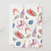 海鮮とシャンパンのパーティー 手描きの波線フレーム 招待状 (裏面)