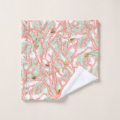 海鮮やかサンゴの枝と貝殻 バスタオルセット (ウォッシュタオル)