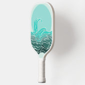 海鮮やか波の緑とサンセットピックボール ピックルボールラケット (左)