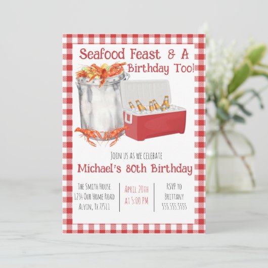 海鮮パーティー誕生日招待状 招待状 (スタンド正面)
