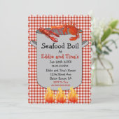 海鮮パーティー 赤チェック 招待状 (スタンド正面)