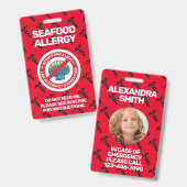 海鮮食品アレルギー警告レッド警告のバッジ バッジ (正面＆裏面)