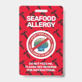 海鮮食品アレルギー警告レッド警告のバッジ バッジ (正面)