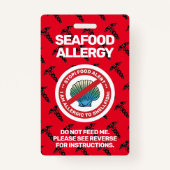 海鮮食品アレルギー警告レッド警告のバッジ バッジ (正面)