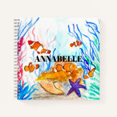 海鮮魚かわいいガーリーサンゴ礁航海の ノートブック (正面)
