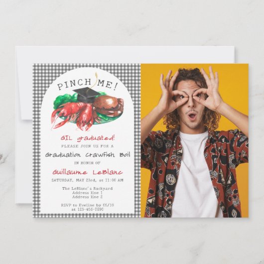 海鮮魚が煮沸せたつまみ!卒業おもしろい 招待状 (正面)