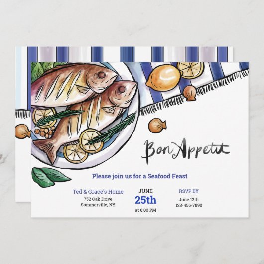 海鮮魚の釣り 招待状 (正面/裏面)
