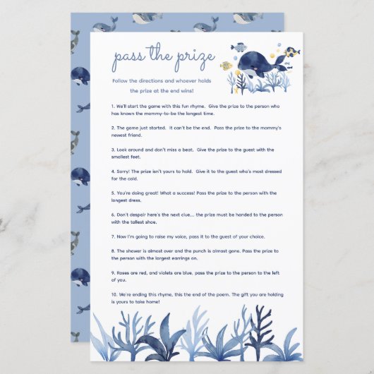 海鯨の下で行われる賞金ベビーシャワーゲーム (正面/裏面)