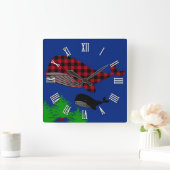 海鯨ファンタジー、水牛の草原クジラ、木 スクエア壁時計 (ホーム)