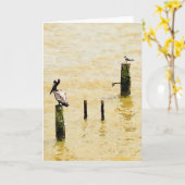 海鳥あいさつ空白のきカード カード (黄色い花)